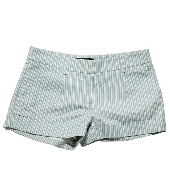 BCBG MAXAZRIA Women's Shorts Symone Linen Blend Cuffed White Blue Striped Size - Picture 4 of 9